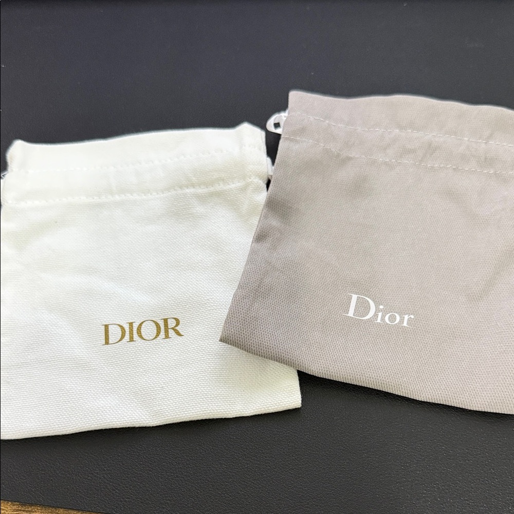 Dior White and Gray Dust Bag Duo